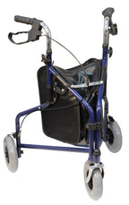 Aidapt 3 Wheeled Tri Walker Lightweight Folding Mobility Aid Rollator with Storage Bag and Lockable Brakes Blue VP174B - Very Good