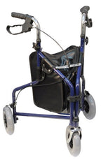Aidapt 3 Wheeled Tri Walker Lightweight Folding Mobility Aid Rollator with Storage Bag and Lockable Brakes Blue VP174B - Very Good