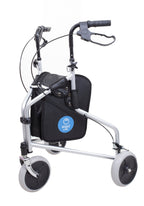 Aidapt 3 Wheeled Tri Walker Lightweight Folding Mobility Aid Rollator with Storage Bag and Lockable Brakes Blue VP174B - Very Good