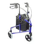 Aidapt 3 Wheeled Tri Walker Lightweight Folding Mobility Aid Rollator with Storage Bag and Lockable Brakes Blue VP174B - Very Good