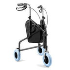 Aidapt 3 Wheeled Tri Walker Lightweight Folding Mobility Aid Rollator with Storage Bag and Lockable Brakes Blue VP174B - Very Good