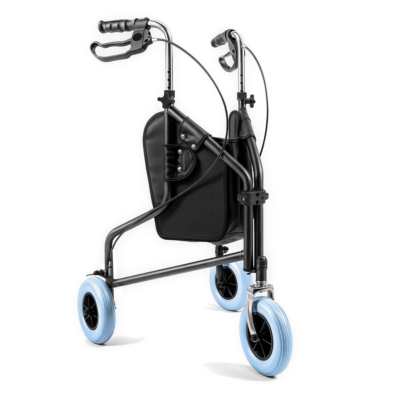 Aidapt 3 Wheeled Tri Walker Lightweight Folding Mobility Aid Rollator with Storage Bag and Lockable Brakes Blue VP174B - Very Good