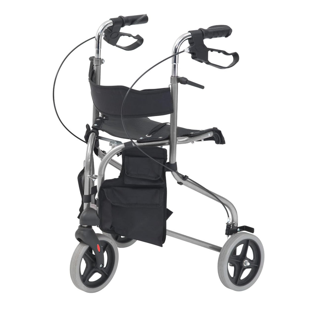 Aidapt 3 Wheeled Tri Walker Lightweight Folding Mobility Aid Rollator with Storage Bag and Lockable Brakes Blue VP174B - Very Good