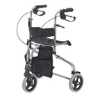 Aidapt 3 Wheeled Tri Walker Lightweight Folding Mobility Aid Rollator with Storage Bag and Lockable Brakes Blue VP174B - Very Good