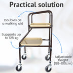 Homecraft Height Adjustable Mobility Trolley - Indoor Walking Aid With Wheels And Trays - Rolling Walker For Elderly And Disabled - Cream - Damaged Box