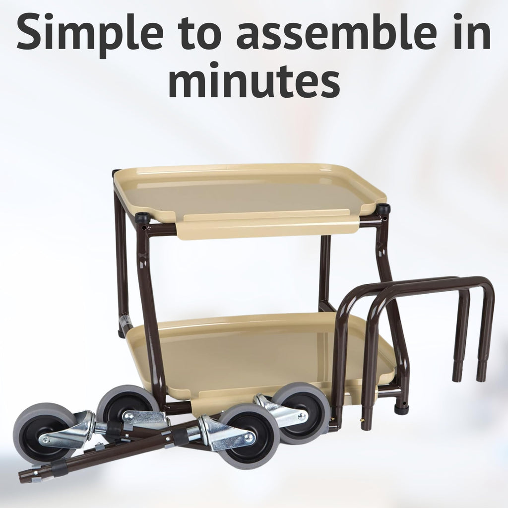 Homecraft Height Adjustable Mobility Trolley - Indoor Walking Aid With Wheels And Trays - Rolling Walker For Elderly And Disabled - Cream - Damaged Box