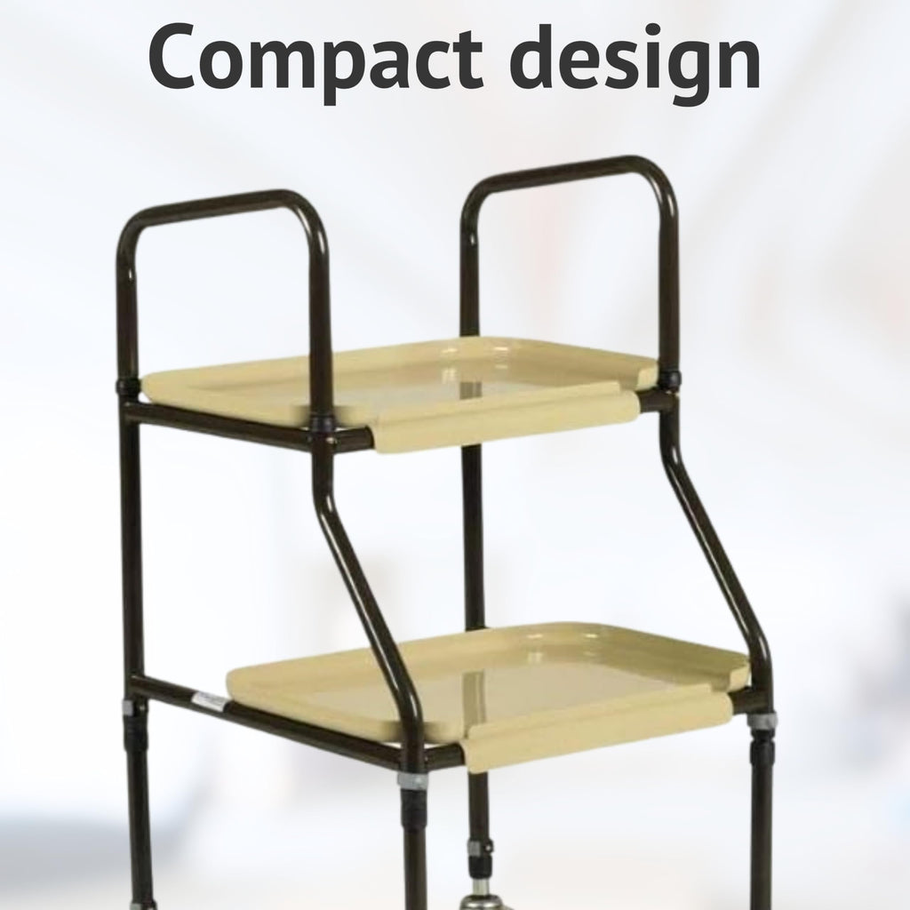 Homecraft Height Adjustable Mobility Trolley - Indoor Walking Aid With Wheels And Trays - Rolling Walker For Elderly And Disabled - Cream - Damaged Box