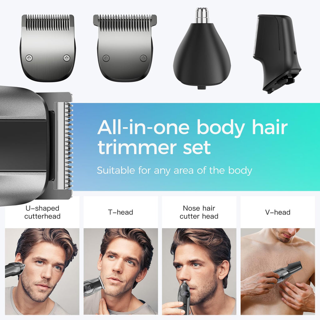 Kensen 4-in-1 Body Hair Trimmer and Beard Shaver for Men, Waterproof Cordless Pubic Grooming Kit, Dual Speed Rechargeable Electric Shaver - Like New