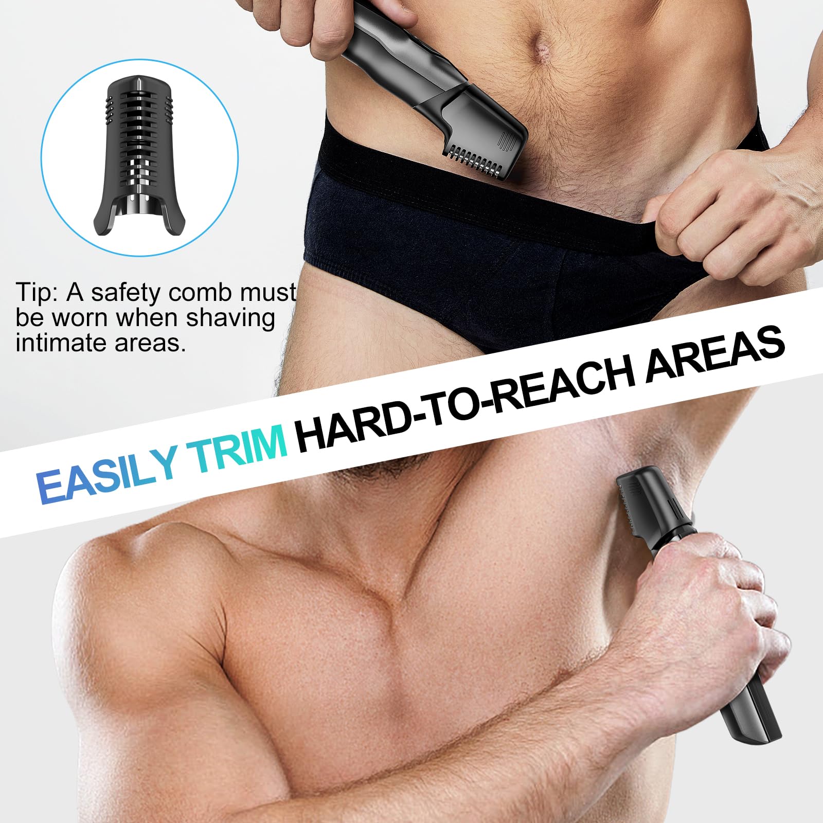 Kensen 4-in-1 Body Hair Trimmer and Beard Shaver for Men, Waterproof Cordless Pubic Grooming Kit, Dual Speed Rechargeable Electric Shaver - Like New