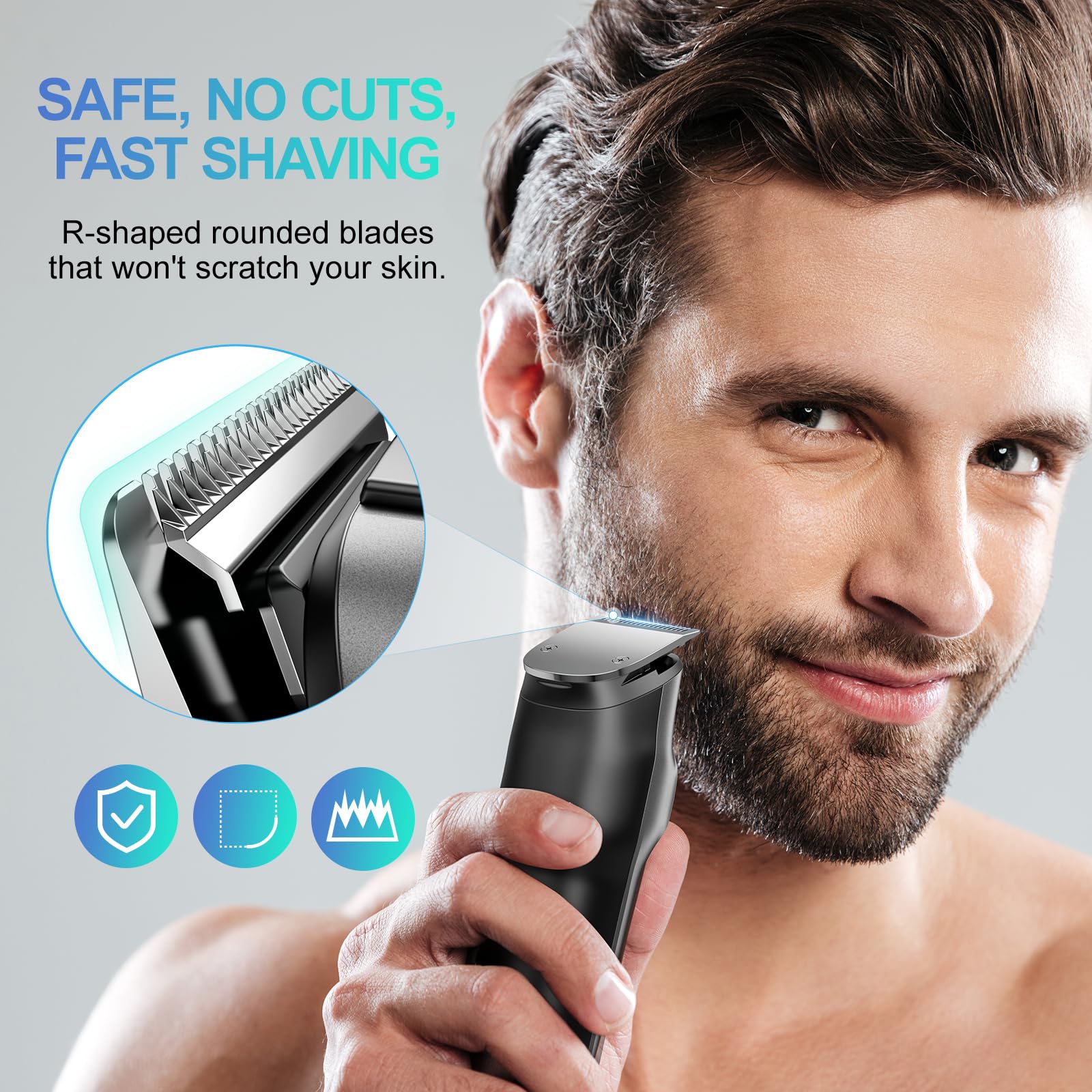 Kensen 4-in-1 Body Hair Trimmer and Beard Shaver for Men, Waterproof Cordless Pubic Grooming Kit, Dual Speed Rechargeable Electric Shaver - Like New