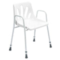 NRS Healthcare Shower Chair with Arms P01560 - Height Adjustable Bath Seat Stool with Backrest for Elderly and Disabled - White and Silver - Very Good