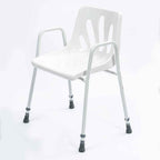 NRS Healthcare Shower Chair with Arms P01560 - Height Adjustable Bath Seat Stool with Backrest for Elderly and Disabled - White and Silver - Very Good