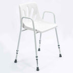 NRS Healthcare Shower Chair with Arms P01560 - Height Adjustable Bath Seat Stool with Backrest for Elderly and Disabled - White and Silver - Very Good