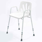 NRS Healthcare Shower Chair with Arms P01560 - Height Adjustable Bath Seat Stool with Backrest for Elderly and Disabled - White and Silver - Very Good