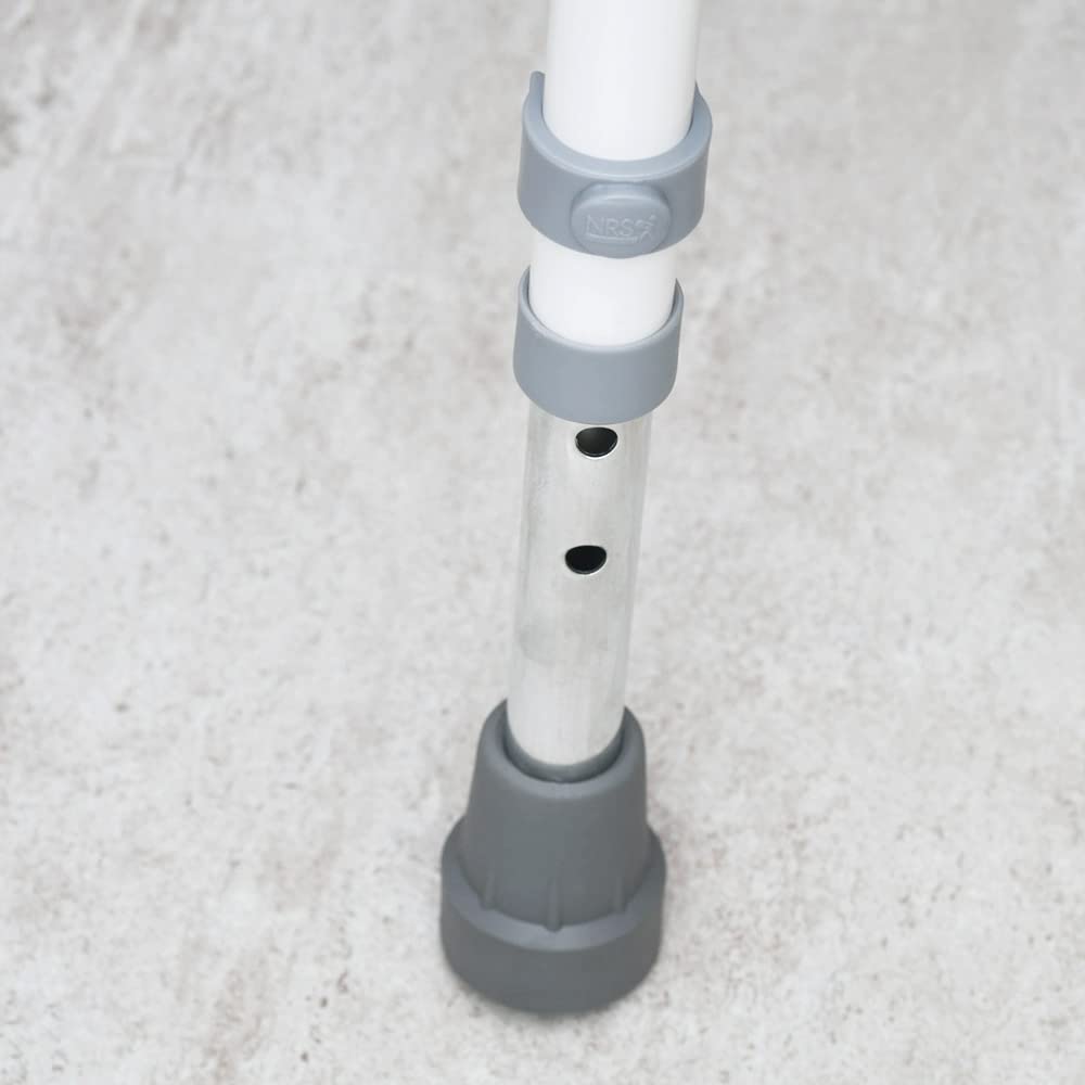 NRS Healthcare Shower Chair with Arms P01560 - Height Adjustable Bath Seat Stool with Backrest for Elderly and Disabled - White and Silver - Very Good