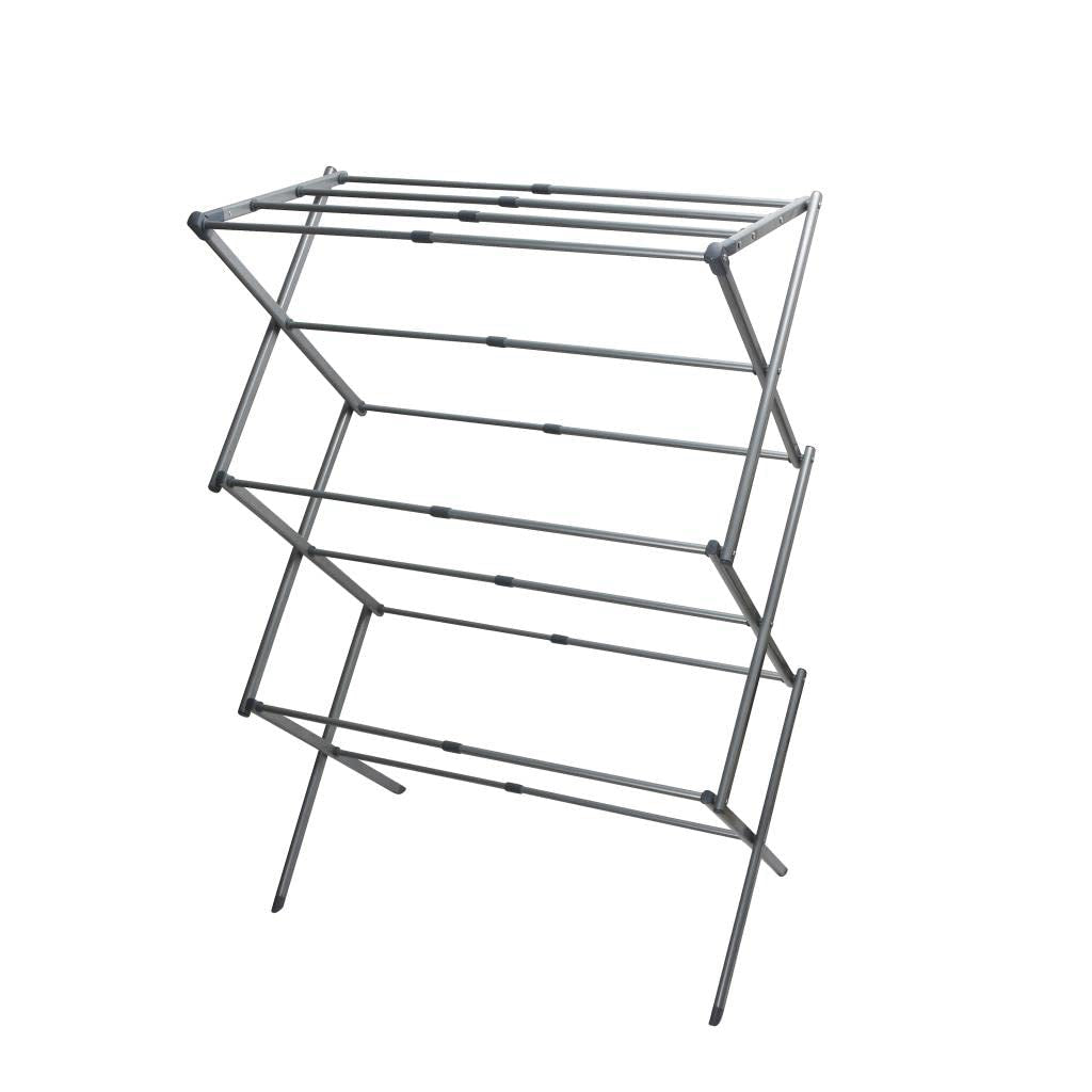 1Above 3 Tier Expandable Clothes Airer 7.5m Drying Space Indoor Laundry Drying Rack Compact Folding Steel Clothes Horse Cool Grey - Very Good