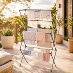 1Above 3 Tier Expandable Clothes Airer 7.5m Drying Space Indoor Laundry Drying Rack Compact Folding Steel Clothes Horse Cool Grey - Very Good