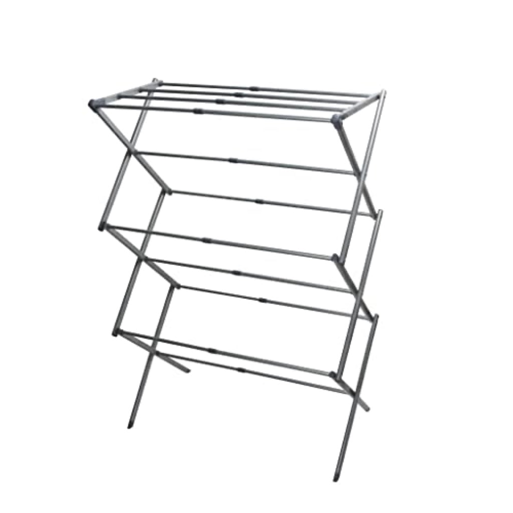 1Above 3 Tier Expandable Clothes Airer 7.5m Drying Space Indoor Laundry Drying Rack Compact Folding Steel Clothes Horse Cool Grey - Very Good