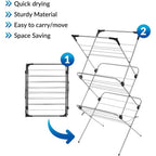 1ABOVE 3 Tier Clothes Airer Alloy Steel Laundry Drying Rack 15m Space Indoor Outdoor Washing Line Horse with Hanger Hooks Black and Grey - Damaged Box