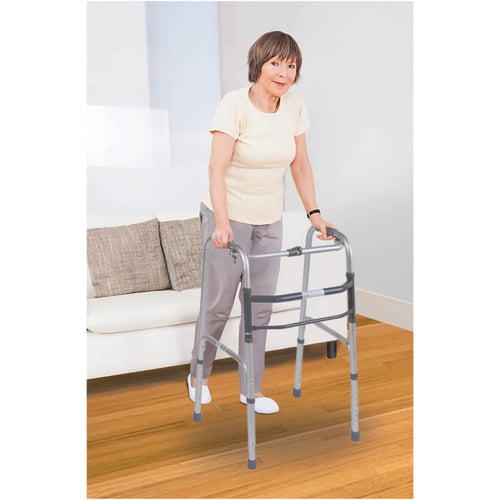 Aidapt Folding Walking Frame Adjustable Height Lightweight Aluminium Mobility Aid with Fast Fold Mechanism and Anti Slip Rubber Feet - Damaged Box