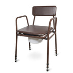 Aidapt Bedside Commode Chair Height Adjustable Portable Toilet with Padded Back and 5 Litre Pail for Elderly and Mobility Support - Brown - Very Good