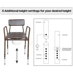 Aidapt Bedside Commode Chair Height Adjustable Portable Toilet with Padded Back and 5 Litre Pail for Elderly and Mobility Support - Brown - Very Good