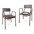 Aidapt Bedside Commode Chair Height Adjustable Portable Toilet with Padded Back and 5 Litre Pail for Elderly and Mobility Support - Brown - Very Good