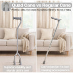 Aidapt Small Base Quad Cane Walking Stick Height Adjustable Tetrapod with 4 Feet and Non-Slip Rubber Ferrules 71.5-96.5cm Range - Very Good