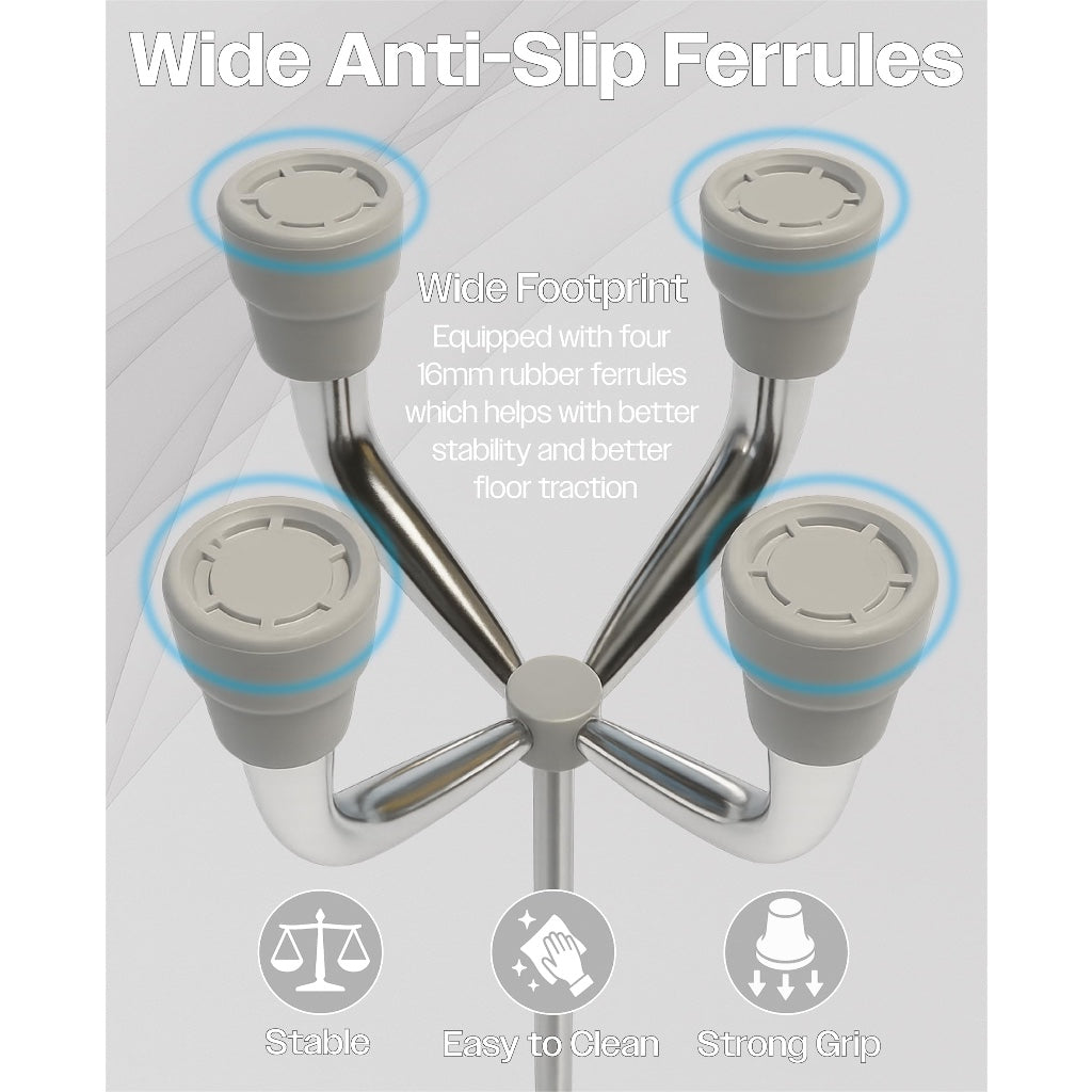 Aidapt Small Base Quad Cane Walking Stick Height Adjustable Tetrapod with 4 Feet and Non-Slip Rubber Ferrules 71.5-96.5cm Range - Very Good