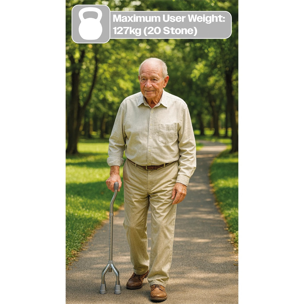Aidapt Small Base Quad Cane Walking Stick Height Adjustable Tetrapod with 4 Feet and Non-Slip Rubber Ferrules 71.5-96.5cm Range - Very Good