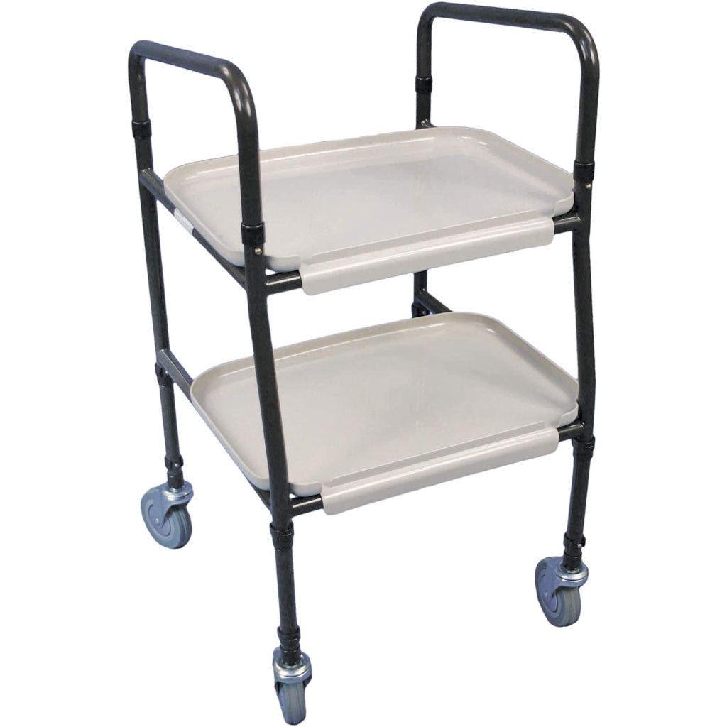 Aidapt Strolley Trolley Height Adjustable Mobility Aid with Removable Trays White Steel Frame Indoor Walking Support for Meals and Drinks - Very Good