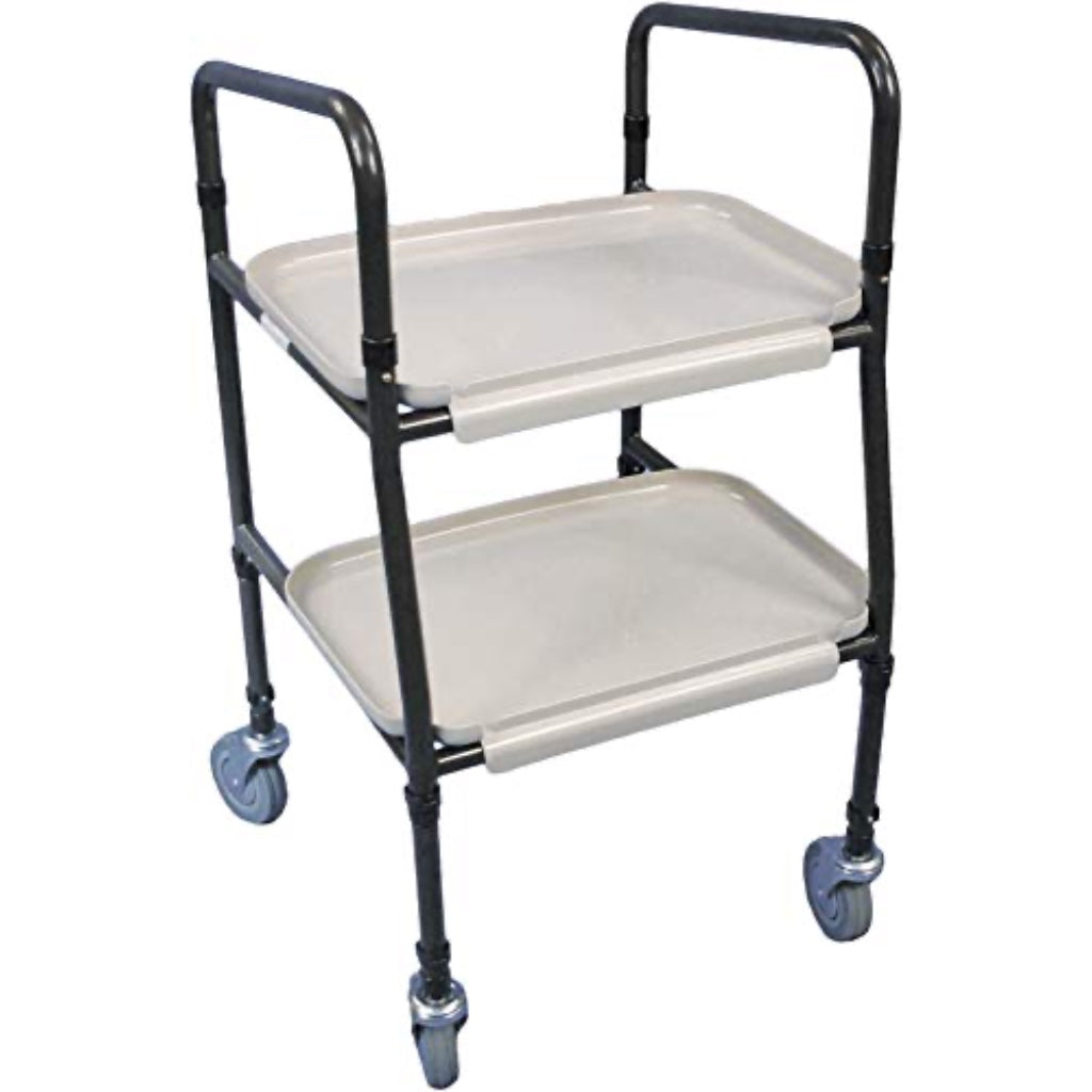 Aidapt Strolley Trolley Height Adjustable Mobility Aid with Removable Trays White Steel Frame Indoor Walking Support for Meals and Drinks - Very Good