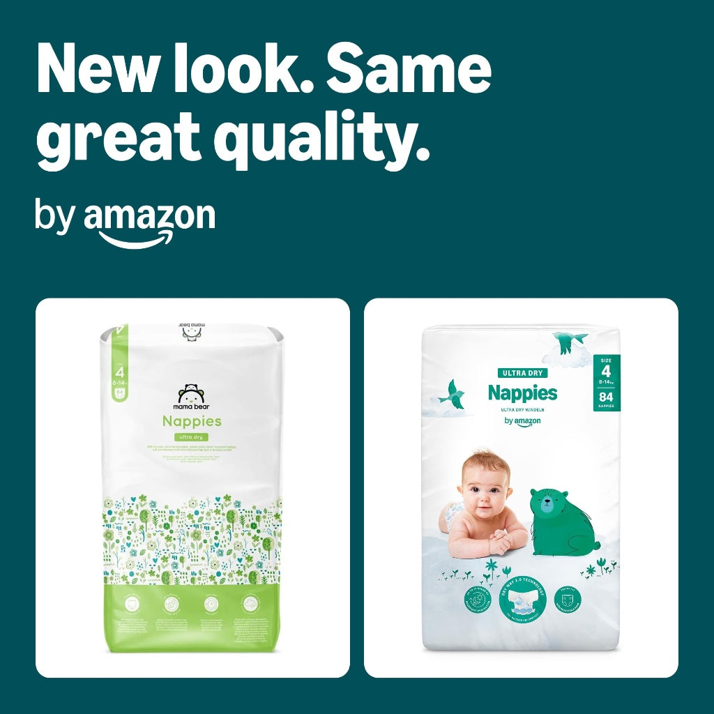 Amazon Ultra Dry Nappies Size 4 8-14kg Bulk Pack 168 Count Baby Diapers with Absorption Channels 2 x 84 Pack