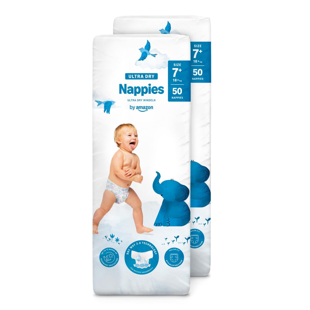 Amazon Ultra Dry Nappies Size 4 8-14kg Bulk Pack 168 Count Baby Diapers with Absorption Channels 2 x 84 Pack