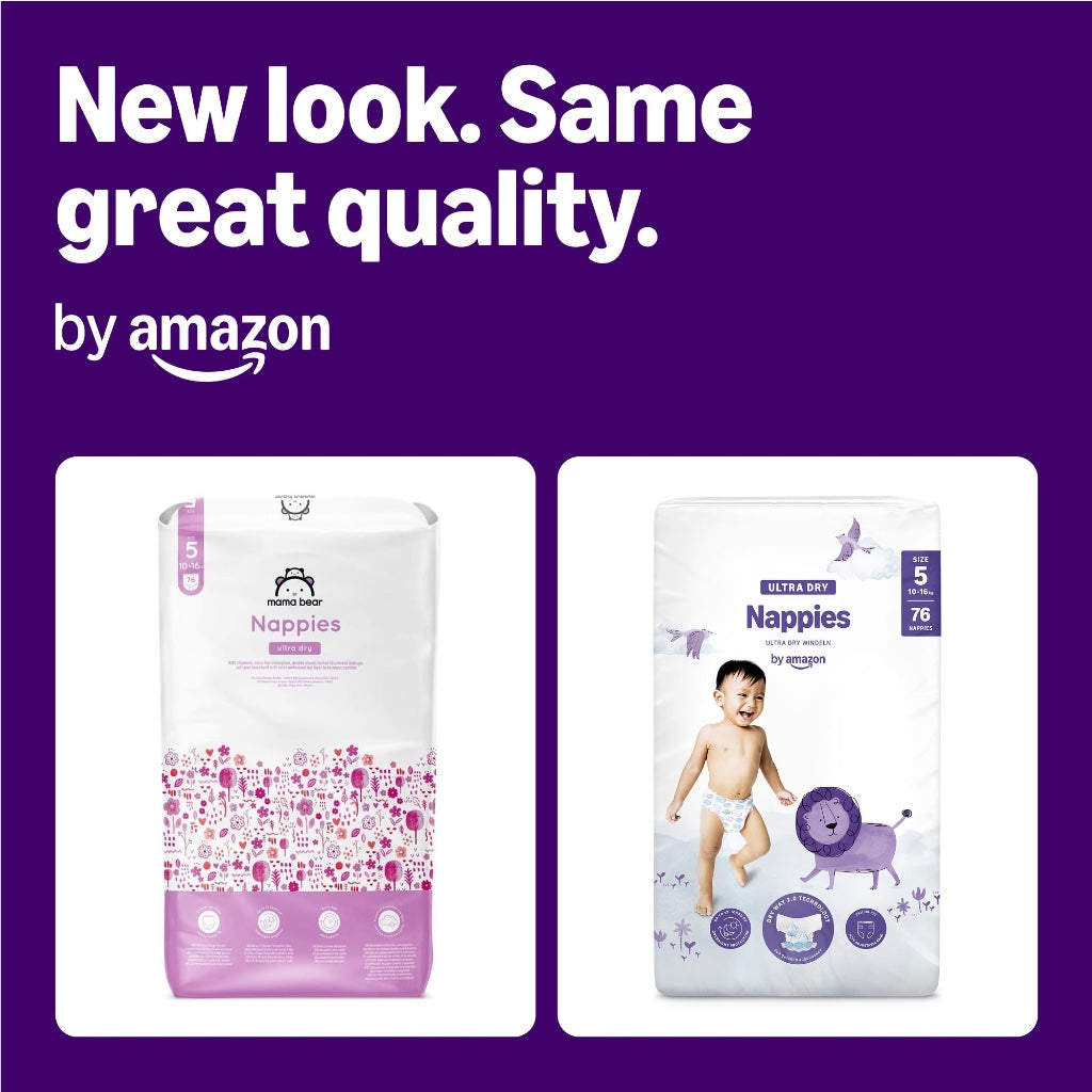 Amazon Mama Bear Ultra Dry Nappies Size 5 10-16kg Baby Diapers with Absorption Channels Bulk Buy 152 Pack 2 x 76 Count - Like New