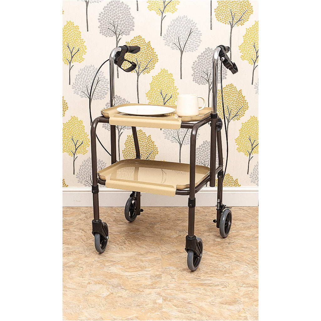 Aidapt VR164B Strolley Trolley Height Adjustable Mobility Aid with Brakes and Removable Trays for Kitchen Meal and Drink Transfer - Damaged Box
