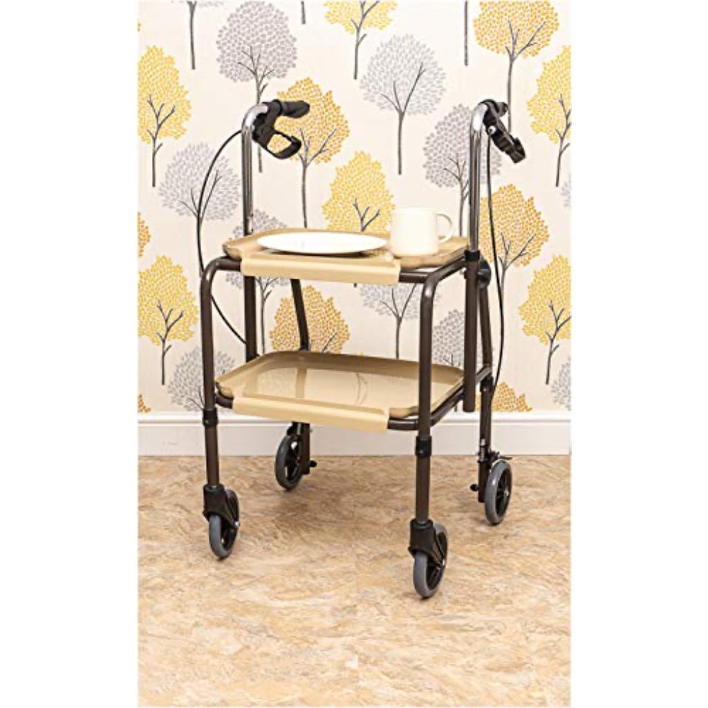 Aidapt VR164B Strolley Trolley Height Adjustable Mobility Aid with Brakes and Removable Trays for Kitchen Meal and Drink Transfer - Damaged Box