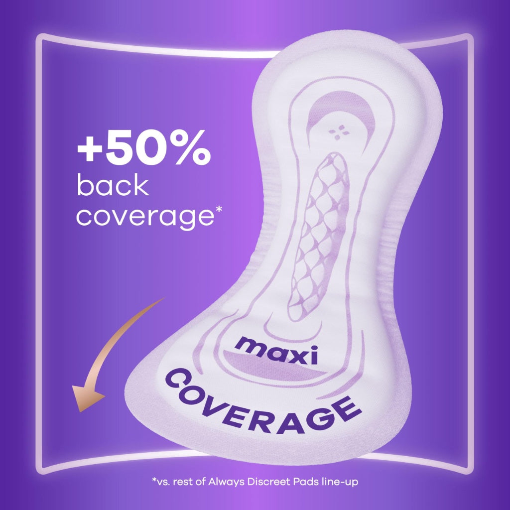 Always Discreet Maxi Comfort Incontinence Pads Level 9 Absorbency 48 Pack Extra Secure Bladder Weakness Towels for Women with Odour Lock - Damaged Box