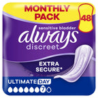 Always Discreet Maxi Comfort Incontinence Pads Level 9 Absorbency 48 Pack Extra Secure Bladder Weakness Towels for Women with Odour Lock - Damaged Box