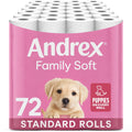Andrex Family Soft Toilet Roll 72 Pack 2-Ply Fragrance Free Bulk Buy Toilet Paper FSC Certified White Bathroom Tissue Rolls - Damaged Box