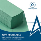Andarta 1-Ply Green V-Fold Hand Towels Bulk Pack of 5000 Disposable Paper Towels for Interfold Dispensers 20 Packs of 250 Sheets - Damaged Box
