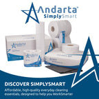 Andarta 2-Ply Jumbo Toilet Rolls White 76mm Core Pack of 6 Bulk 300m Recycled Paper High Capacity Rolls for Commercial Washrooms