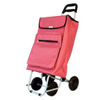 Amig Lightweight Shopping Trolley 4 Wheel Push Along Cart with 48L Capacity External Freezer Pocket 15kg Max Load Black 106cm Height - Damaged Box