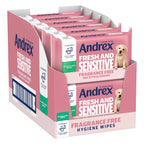 Andrex Fresh and Sensitive Hygiene Wipes 12 Pack - Flushable Moist Toilet Tissue - Hypoallergenic Fragrance Free Wet Wipes - 360 Sheets