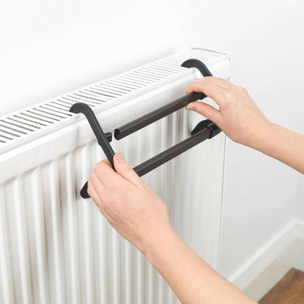 Beldray Over Radiator Airer Pack of 2 Extendable Clothes Drying Racks with Sock Clips White and Grey 46cm Laundry Rail for Towels and Linen - Damaged Box