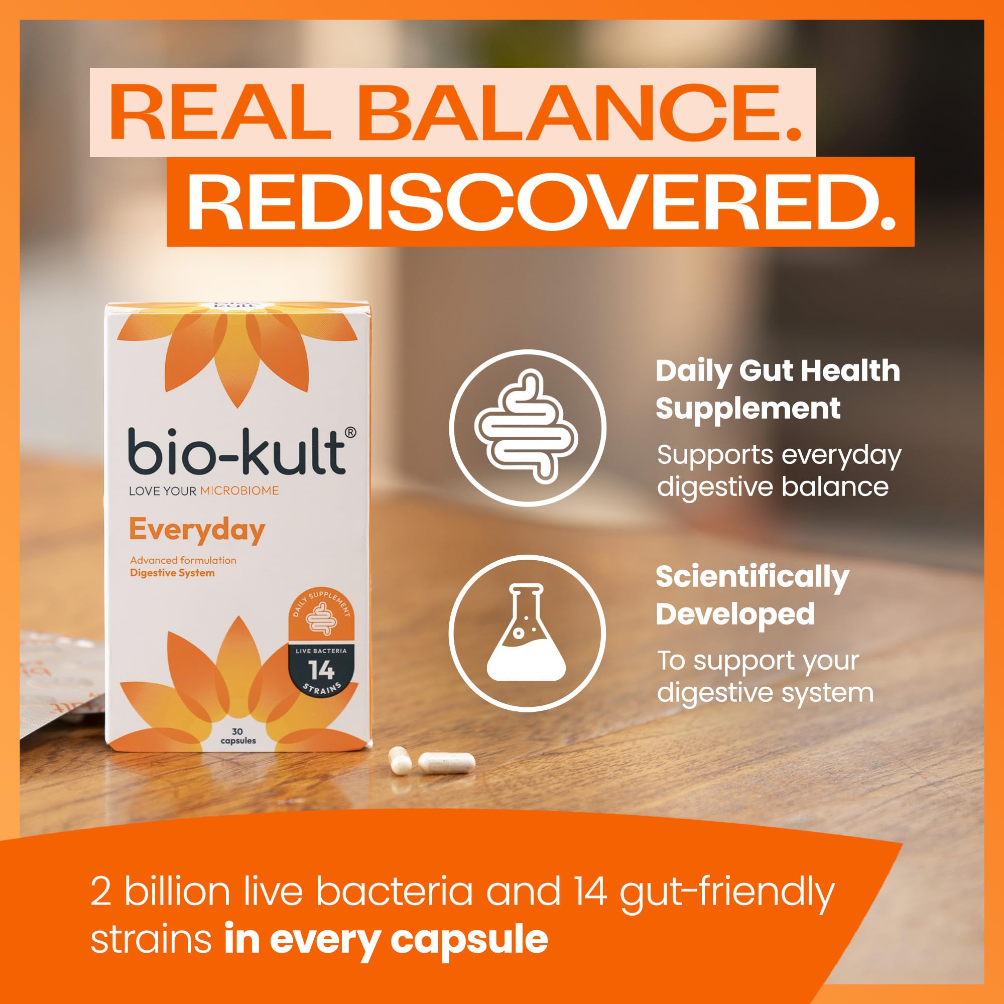 Bio-Kult Everyday Multi-Strain Formulation 120 Capsules - Probiotic Supplement for Digestive System and Gut Health Support - Pack of 1 - Damaged Box - BBE 11/2026