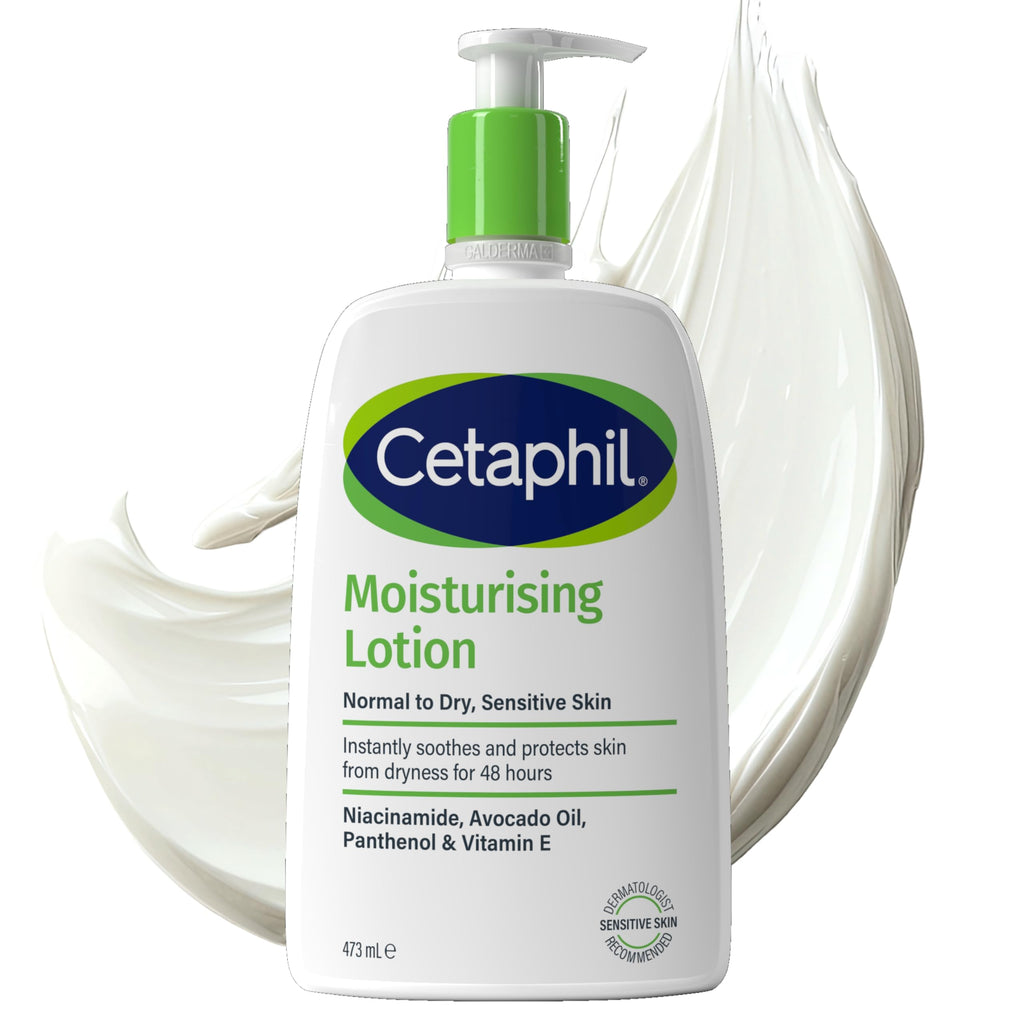 Cetaphil Face & Body Moisturiser, 473ml, Moisturising Lotion For Normal To Dry, Sensitive Skin, With Niacinamide & Vitamin E, Packaging May Vary - BBE 05/2028