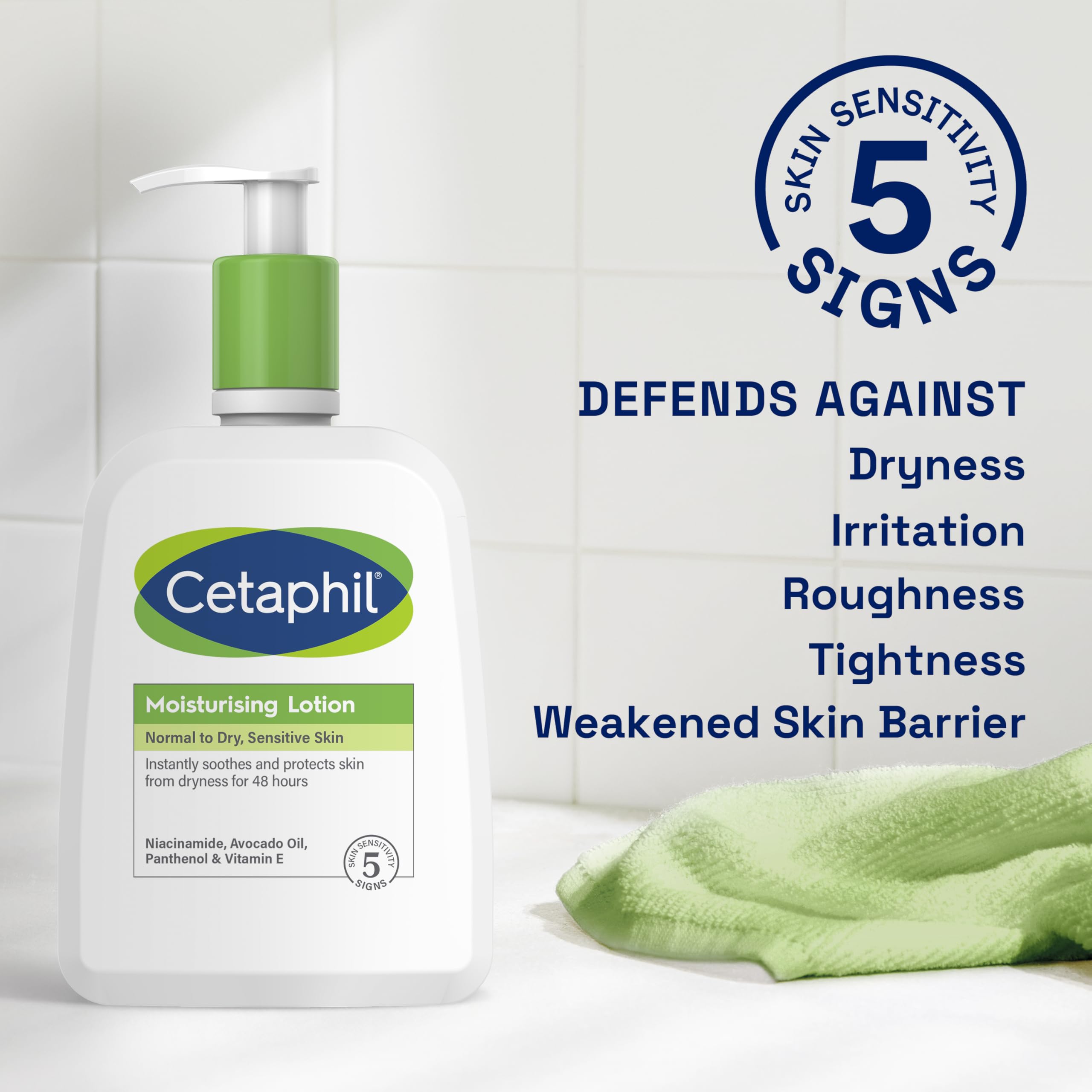 Cetaphil Face & Body Moisturiser, 473ml, Moisturising Lotion For Normal To Dry, Sensitive Skin, With Niacinamide & Vitamin E, Packaging May Vary - BBE 05/2028