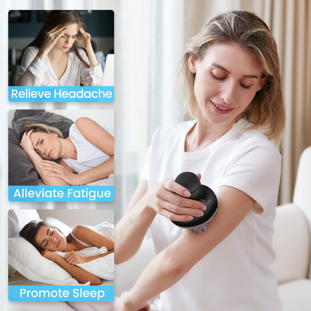 Comfier Electric Scalp Massager Waterproof Handheld Head Scratcher for Hair Growth Stress Relief and Portable Pet Massage Device White - Like New