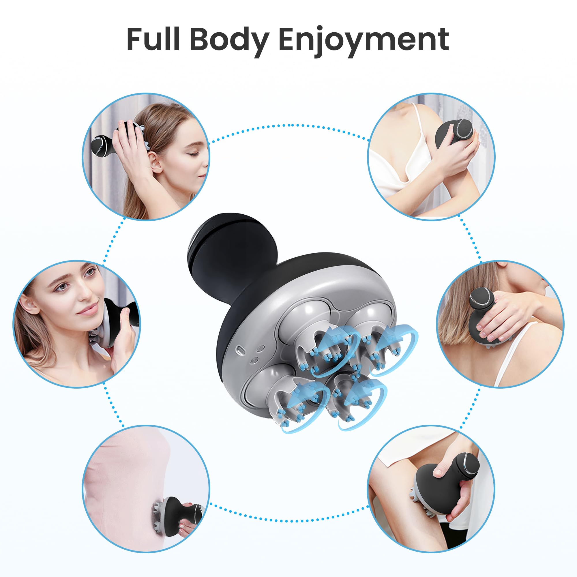 Comfier Electric Scalp Massager Waterproof Handheld Head Scratcher for Hair Growth Stress Relief and Portable Pet Massage Device White - Like New